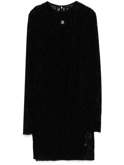 Givenchy Knee Length Lace Dress With Sheer Detailing In Black