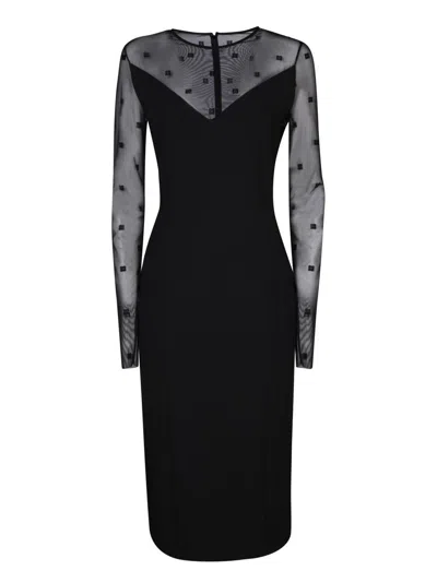 Givenchy Bi-material Dress With 4g Motif In Black