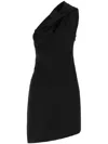 Givenchy Single Shoulder Draped Knee-length Dress In Black