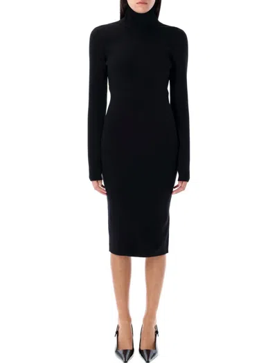 Givenchy Back Tied Midi Dress With Cashmere Knit In Black