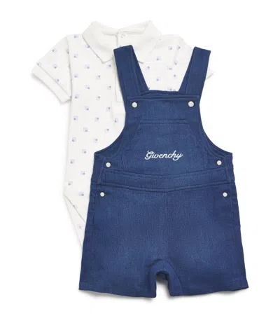 Givenchy Kids' Dungarees And Polo Shirt Set In Blue