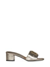 GIVENCHY DUSTY GOLD LAMINATED LEATHER 4G HEEL SANDALS