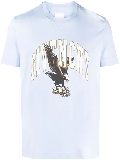 Givenchy Eagle Logo-print Cotton T-shirt In Blau