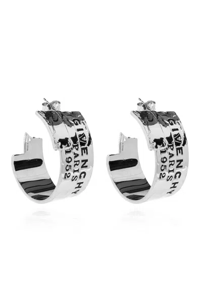 Givenchy Earrings With Engraved Logo In Silver