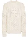 GIVENCHY ECRU CHUNKY CABLE KNIT SWEATER WITH SIGNATURE 4G MOTIF