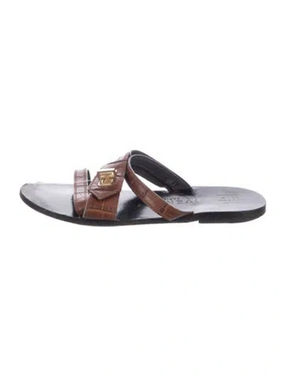 Pre-owned Givenchy Eden Embossed Leather Sandals In Brown