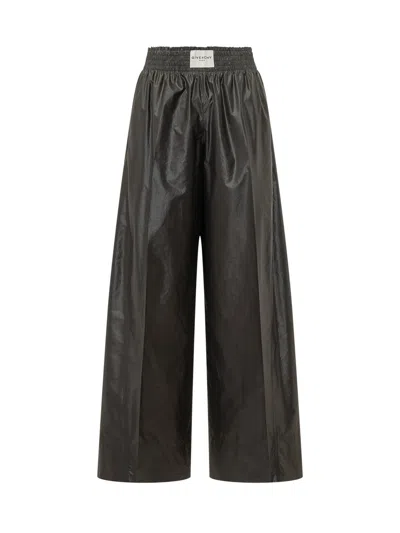 Givenchy Elasticated Waist Linen-twill Trousers In Black
