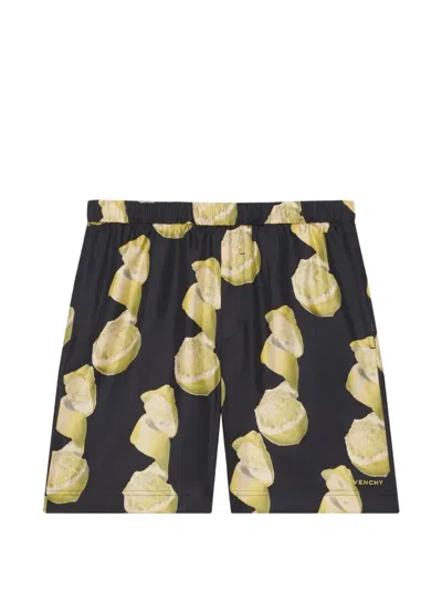 Givenchy Elasticated-waist Fruit-print Shorts In Black