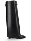 Givenchy Women Black Sandals With Logo Plaque On The Front And High Wedge Heel In Leather Woman In Black