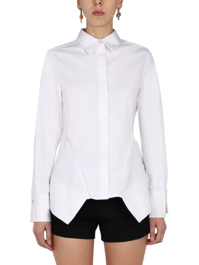 Givenchy Elegant Pointed Collar Cotton Shirt In White
