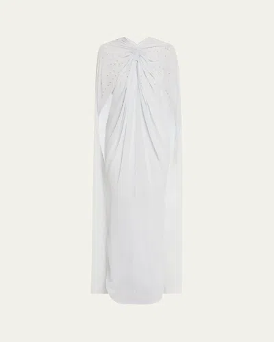 Givenchy Embellished Draped Silk Cape Gown In Pale Blue