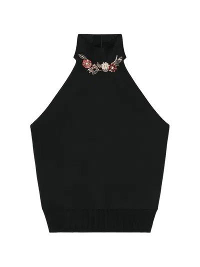 Givenchy Halterneck Top In Viscose With Crystals In Black