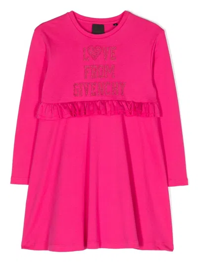 Givenchy Kids' Embellished-logo Jersey Dress In 49n-rose Peps