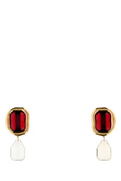 GIVENCHY GIVENCHY EMBELLISHED METAL SCULPTURAL CRYSTAL EARRINGS