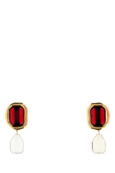 GIVENCHY EMBELLISHED METAL SCULPTURAL CRYSTAL EARRINGS