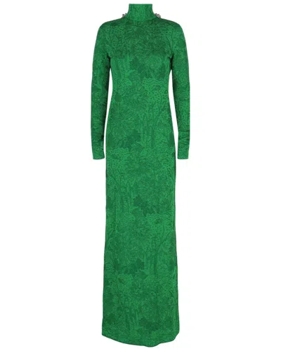 Givenchy Embellished Open-back Jacquard Gown In Green