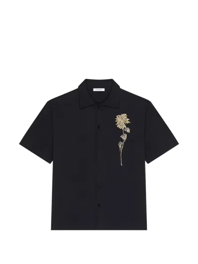 Givenchy Embellished Shirt In Cotton Knit In Schwarz