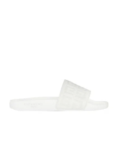 Givenchy Embossed 4g Motif Slides In White