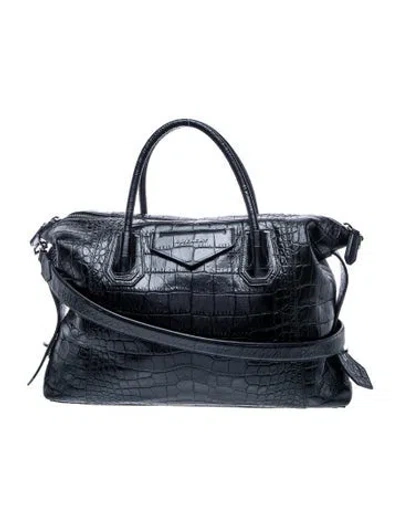 Pre-owned Givenchy Embossed Leather Antigona Medium In Black