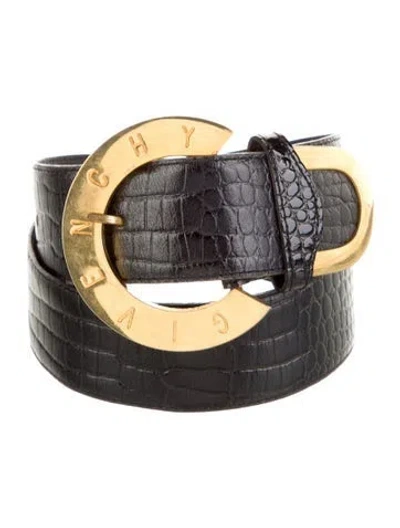 Pre-owned Givenchy Embossed Leather Belt In Black