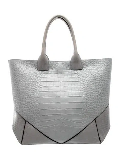 Pre-owned Givenchy Embossed Leather Bucket Bag In Gray