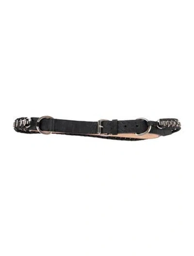 Pre-owned Givenchy Embossed Leather Chain-link Accents Waist Belt In Black