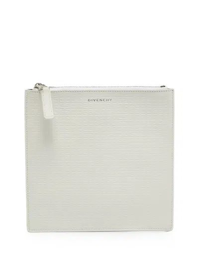 Pre-owned Givenchy Embossed Leather Clutch Bag In White