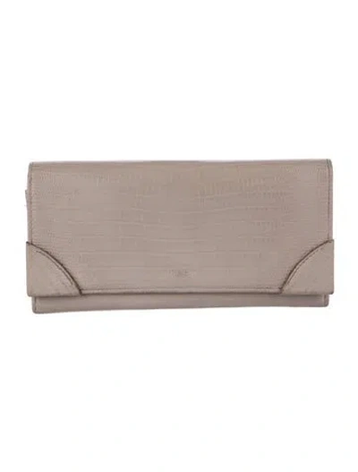 Pre-owned Givenchy Embossed Leather Continental Wallet In Gray