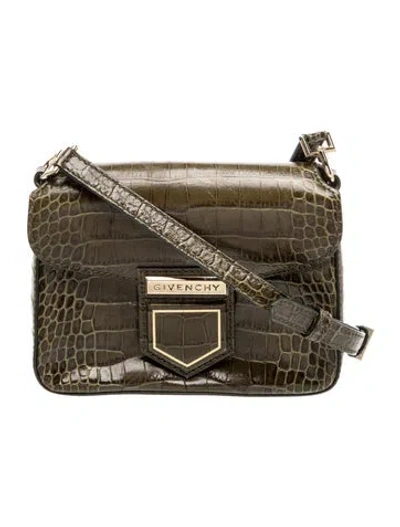 Pre-owned Givenchy Embossed Leather Crossbody Bag In Green