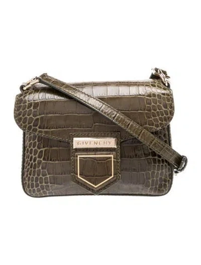 Pre-owned Givenchy Embossed Leather Crossbody Bag In Green