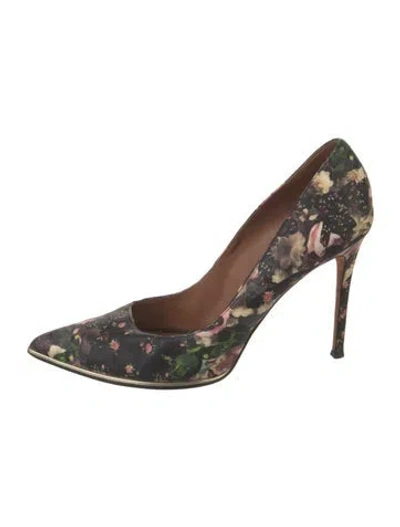 Pre-owned Givenchy Embossed Leather Floral Print Pumps In Multi