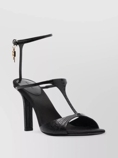 Givenchy Embossed Leather Heel Sandals In Black