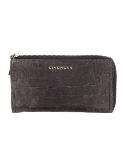 Pre-owned Givenchy Embossed Leather Printed Pouch In Black