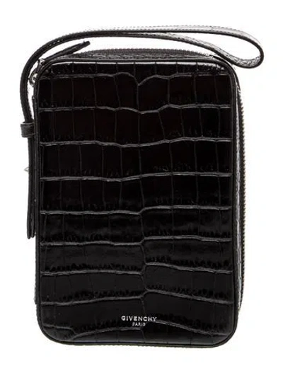 Pre-owned Givenchy Embossed Leather Shoulder Bag In Black
