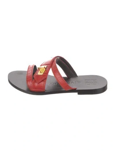 Pre-owned Givenchy Embossed Leather Slides In Multi
