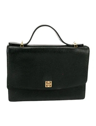 Pre-owned Givenchy Embossed Leather Top Handle Bag In Green