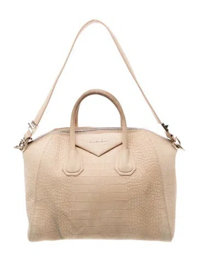 Pre-owned Givenchy Embossed Leather Top Handle Bag In Neutral