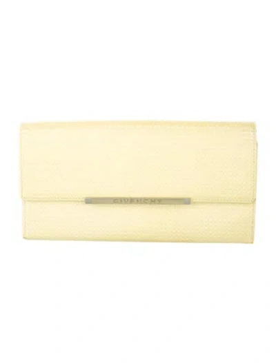 Pre-owned Givenchy Embossed Leather Wallet In Yellow
