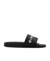Givenchy Black Flat Slides With Logo In Polyurethane Man In Black