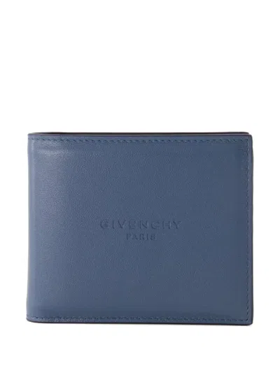 Givenchy Embossed Logo Flap Wallet In Blue