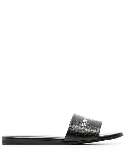 Givenchy Embossed Logo-print Slides In Black