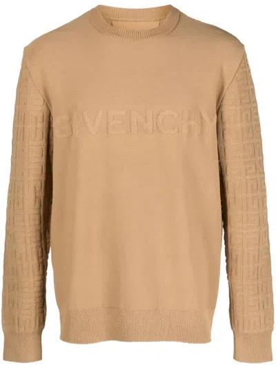 Givenchy Embossed-logo Sweatshirt In Brown