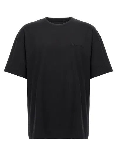 Givenchy Black Crewneck T-shirt With Embossed Logo On Front In Cotton Man