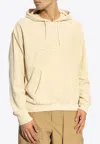 Givenchy Velvet Hooded Sweatshirt With Drawstring And Kangaroo Pocket In Cream
