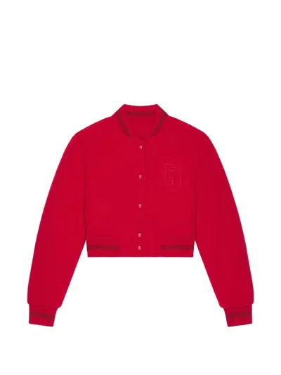 Givenchy Embossed-monogram Wool Jacket In Red