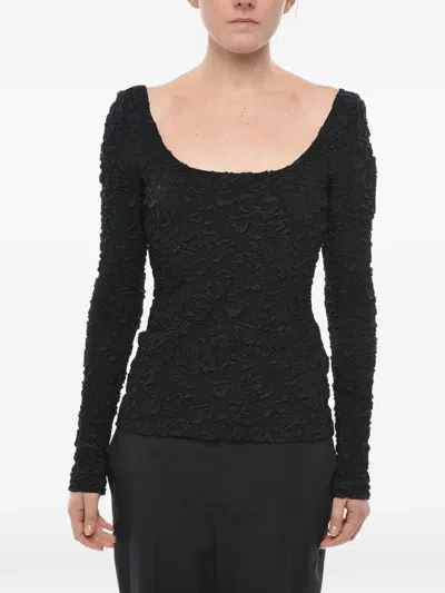 Givenchy Embossed-motif Long-sleeved Top In Black