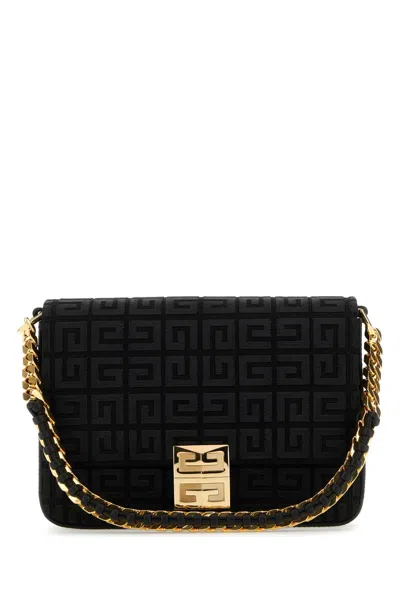 Givenchy Woman Embroidered Canvas 4g Shoulder Bag In Black