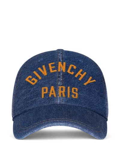 Givenchy Embroidered Cap In Denim In Blue