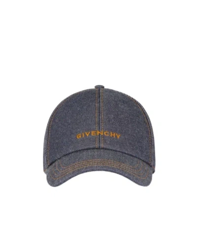 Givenchy Embroidered Cap In Denim In Purple