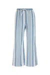 Givenchy Embroidered Cotton Blend Wide-leg Pant In Blueoffwhite